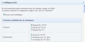 Menú configuración